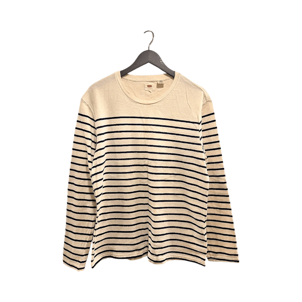 Levi's white and black striped long-sleeve shirt