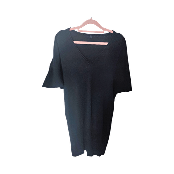 Mustat V-kauluksellinen villapusero, M