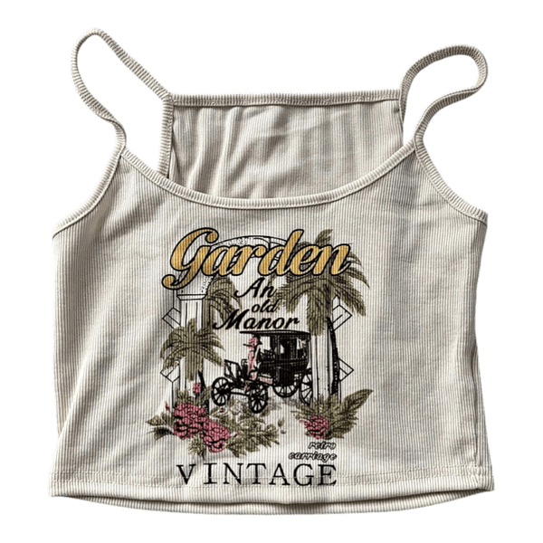 Cream ribbed graphic top