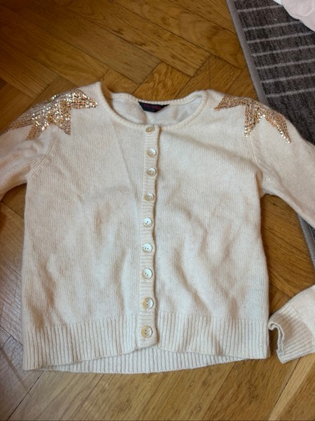 Cream sequin knit cardigan