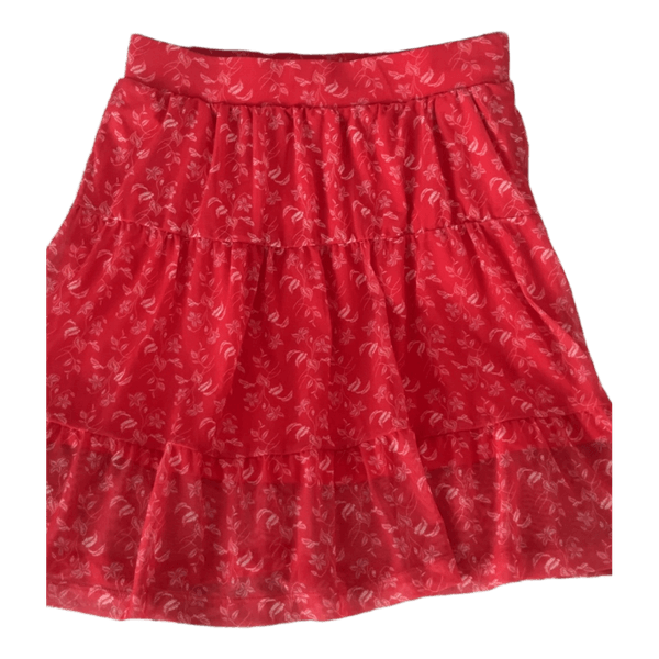 Red floral tiered skirt