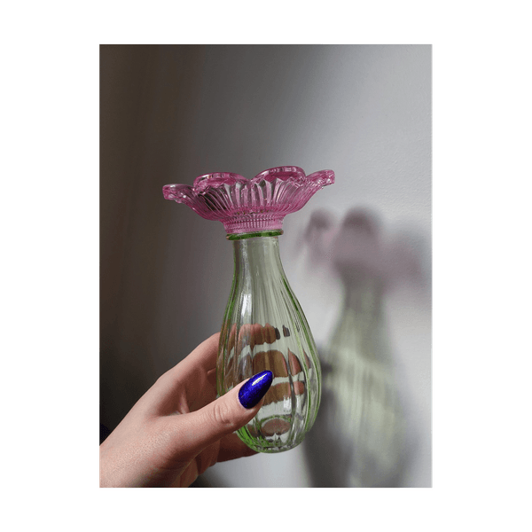 Pink Flower-shaped glass vase