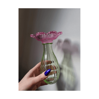 Pink Flower-shaped glass vase