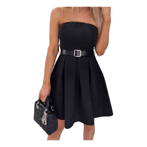Belted flared dress with pockets
