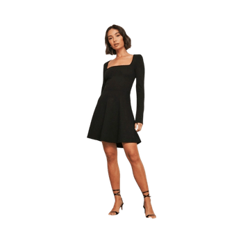 NA-KD Pamela Black Skater Dress M – Minimalist Parisian Chic