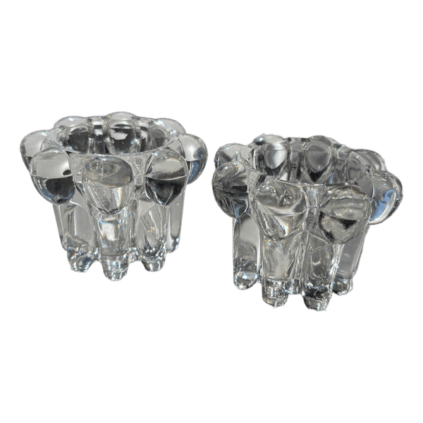 Pair of Vintage VMC Reims France glass candle holders, 1960s–70s