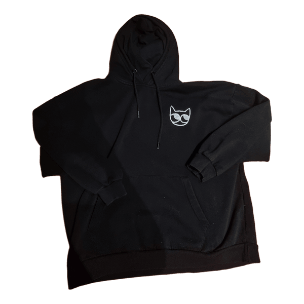Black cat print hoodie