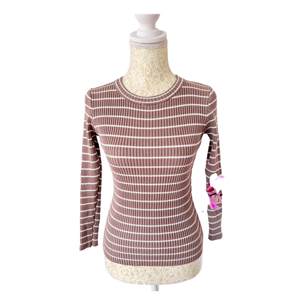 Striped ribbed knit jumper