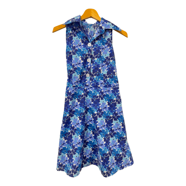 Blue floral sleeveless dress