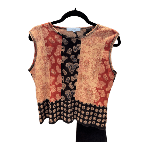 Paisley print beaded top
