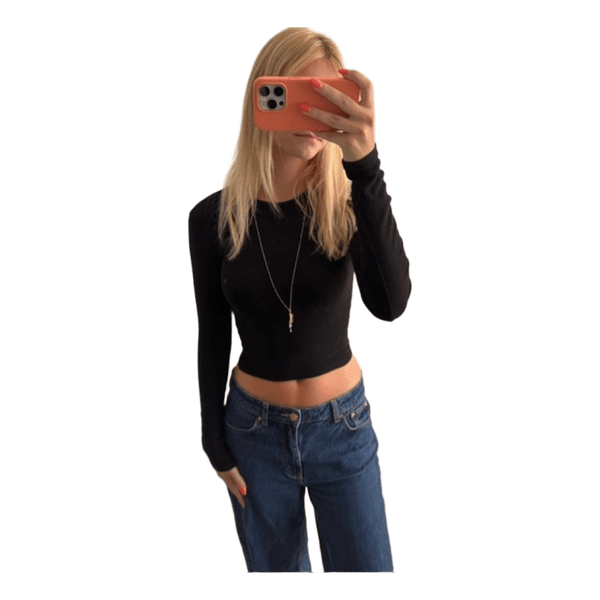 Sort cropped langærmet fra bershka