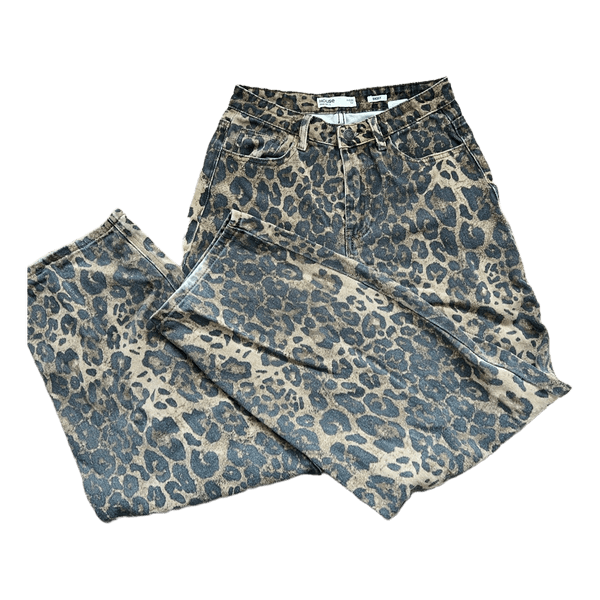Leopard print baggy jeans