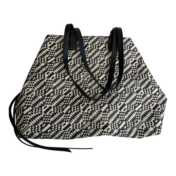 Isabel Marant Wydra Black & White Coated Canvas & Leather Tote Bag