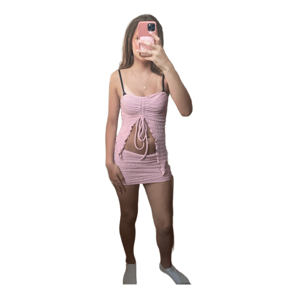 Pink ruched two piece set