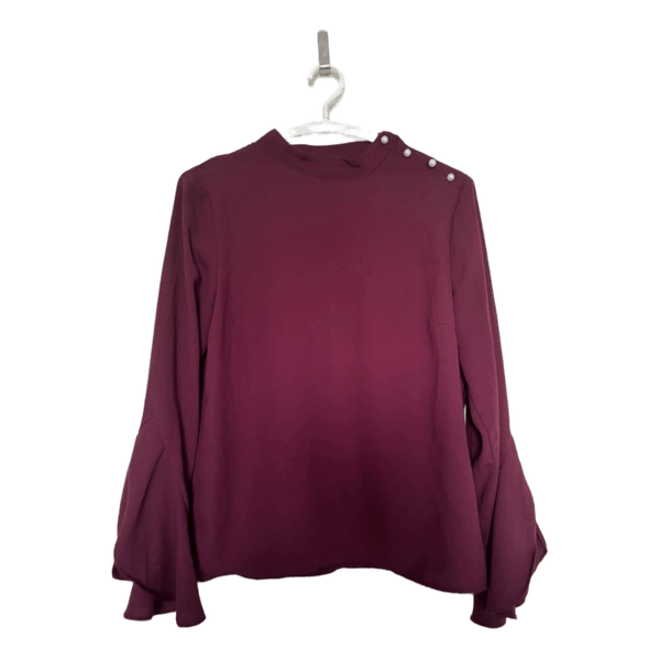 Burgundy long-sleeved blouse