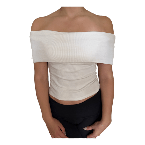 White off-shoulder ribbed top