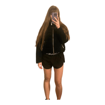 Black puffer velvet jacket