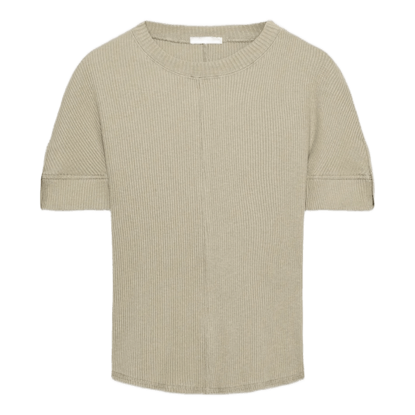 Grøn ribstrikket t-shirt