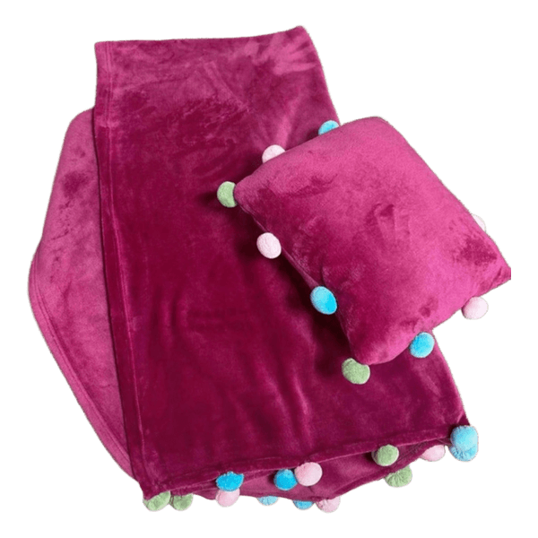 Pink fleece blanket and cushion