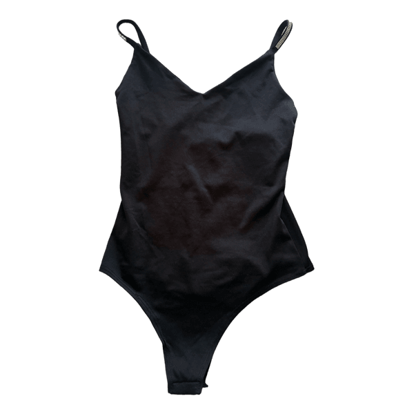 Black rhinestone strap bodysuit