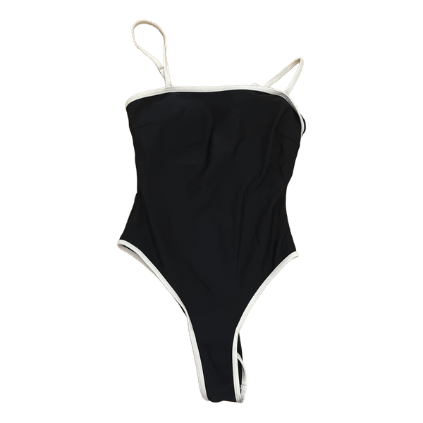 Sort body med hvide detaljer