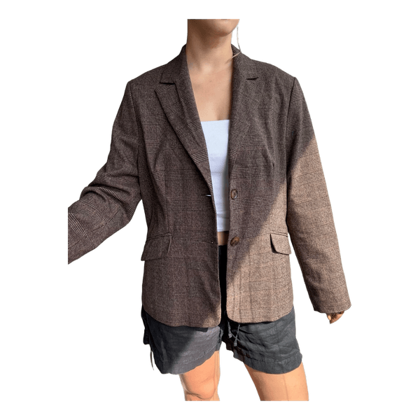 Ruskea ruudullinen vintage bleiseri
