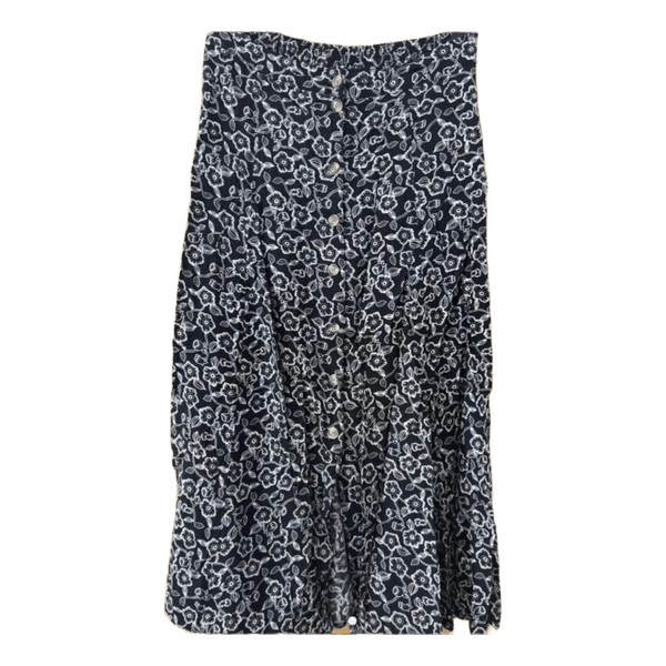 Black floral button skirt