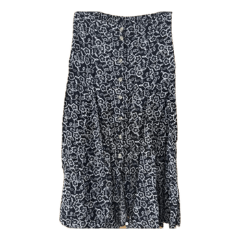 Black floral button skirt