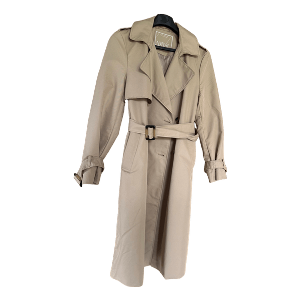 Beige belted trench coat