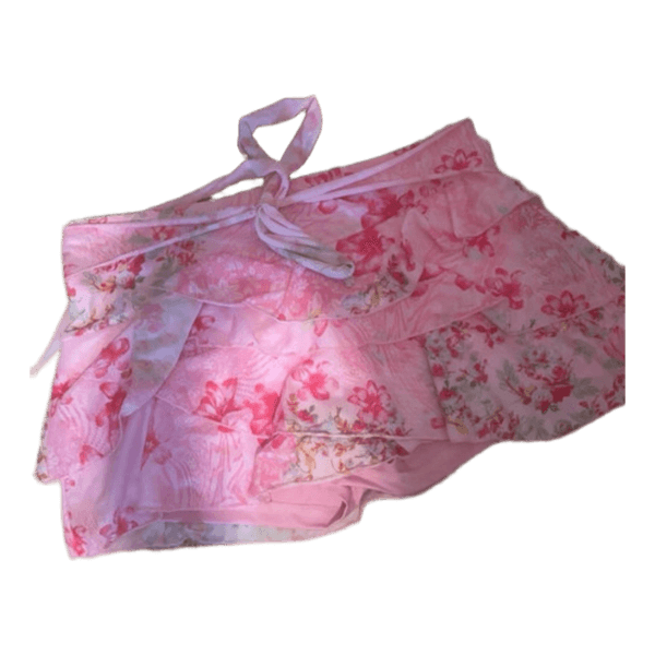Pink mini skirt with sewed shorts