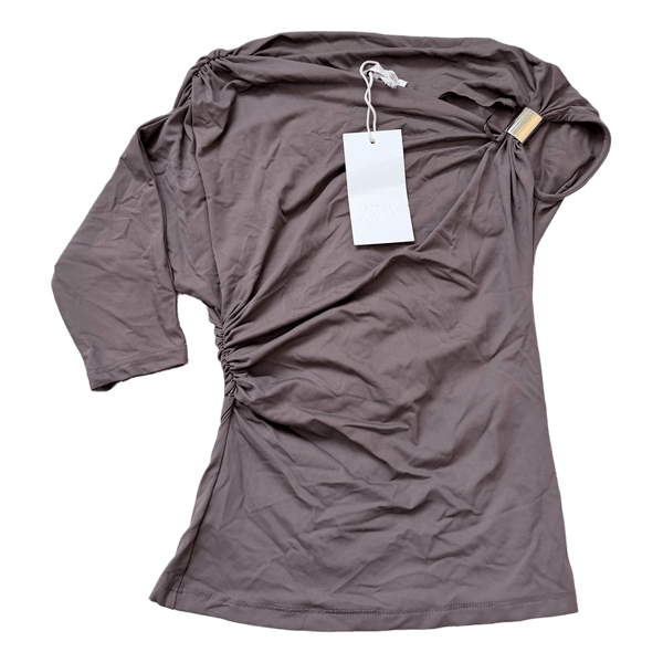 Zara brun draperet top