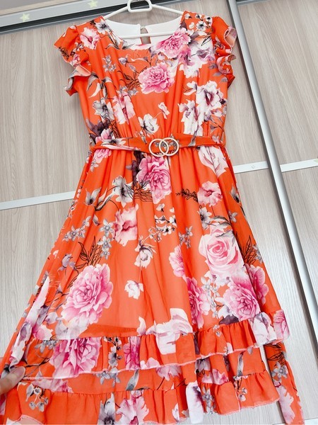 Orange floral dress