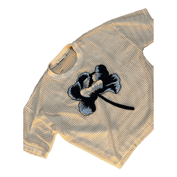 White mesh floral top