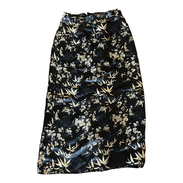 Black satin maxi skirt