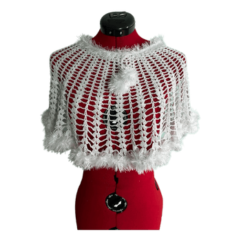 White crochet cape