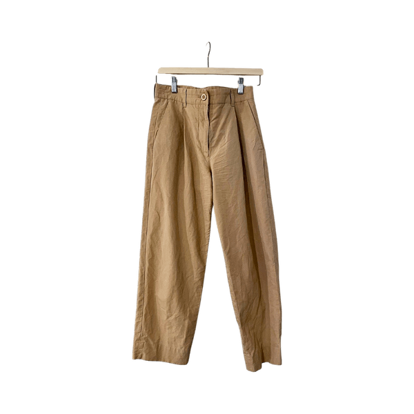 Beige high-waist 3/4 trousers