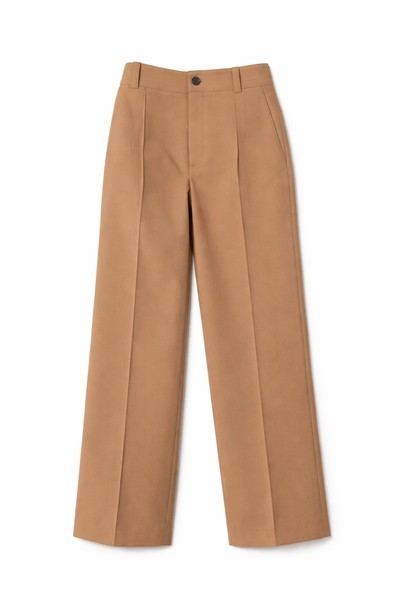 Beige straight-leg trousers