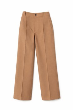 Beige straight-leg trousers