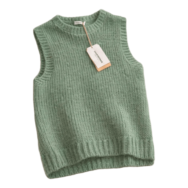 Green knitted sweater vest
