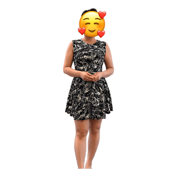 Black white leaf dress