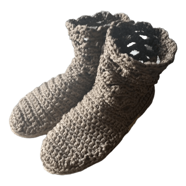 Brown crochet ankle boots