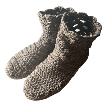 Brown crochet ankle boots