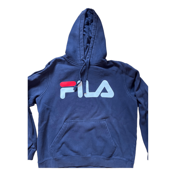 Navy Fila logo hoodie
