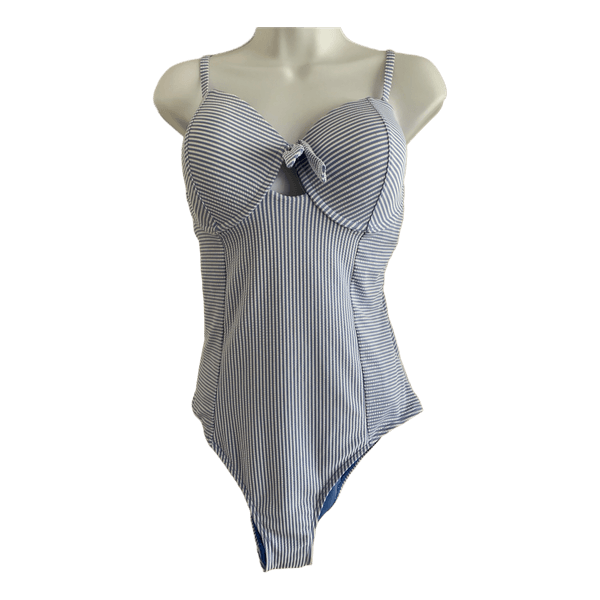 Plus size! Blue striped swimsuit