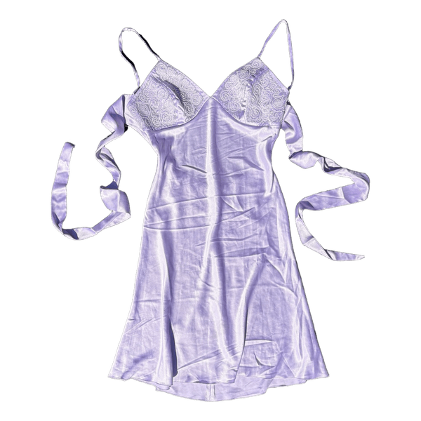 Purple satin mini dress