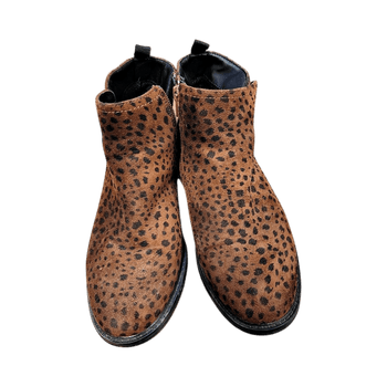 Brown leopard print ankle boots