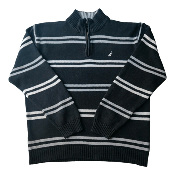 Nautica Quarter Zip Raitaneule - Musta Valkoinen - Nuorten XL (18/20), Miesten S
