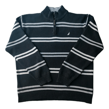 Nautica Quarter Zip Raitaneule - Musta Valkoinen - Nuorten XL (18/20), Miesten S