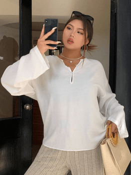 Half-placket loose shirt