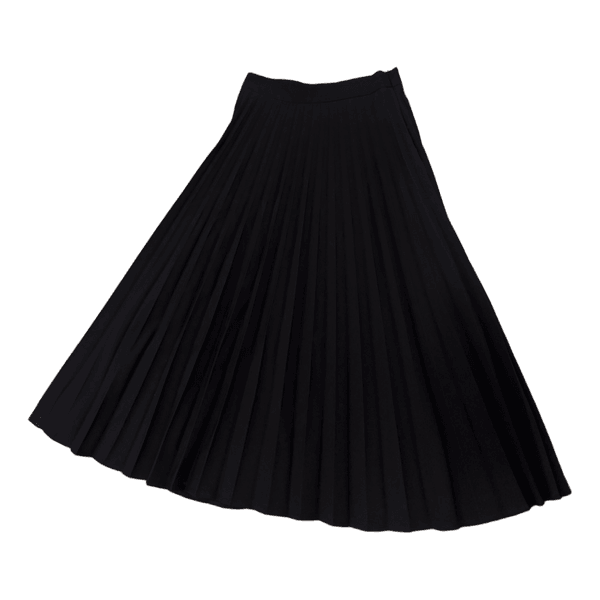 Black pleated midi skirt